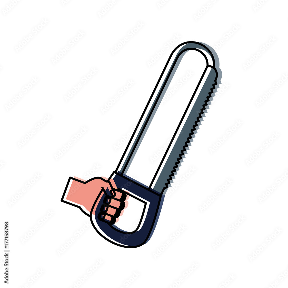 Fototapeta premium hand with saw vector illustration