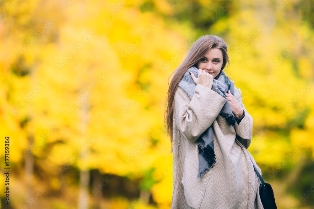 happy smiling woman, outdoors, autumn park. happy smiling woman, outdoors, autumn park.