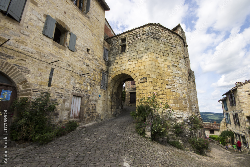 The streets and houses of Cordes-sur-Ciel, a beautiful medieval town in southern France