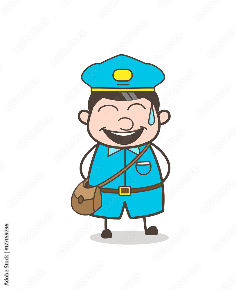 Funny Postboy Laughing Face Vector Illustration