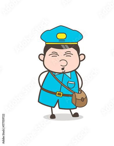 Comic Postman Making Funny Faces Vector