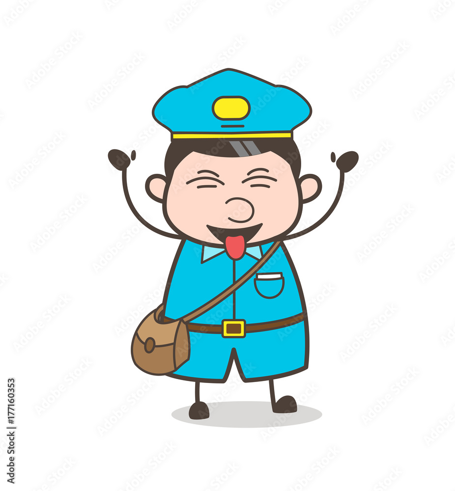 Naughty Funny Postboy Face with Stuck-Out Tongue Naughty Funny Postboy Face with Stuck-Out Tongue