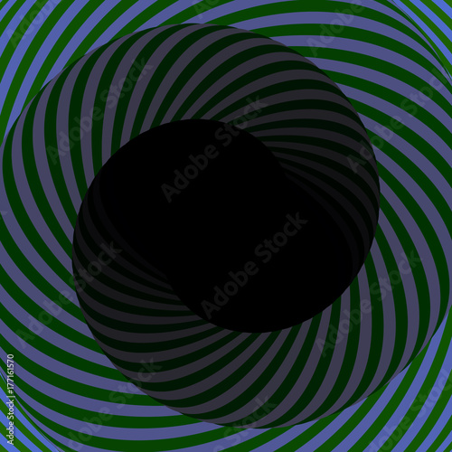 Colorful hypnotic psychedelic spiral. Modern vector illustration with optical illusion. Twisted striped round tunnel. Magical decorative background. Element of design.