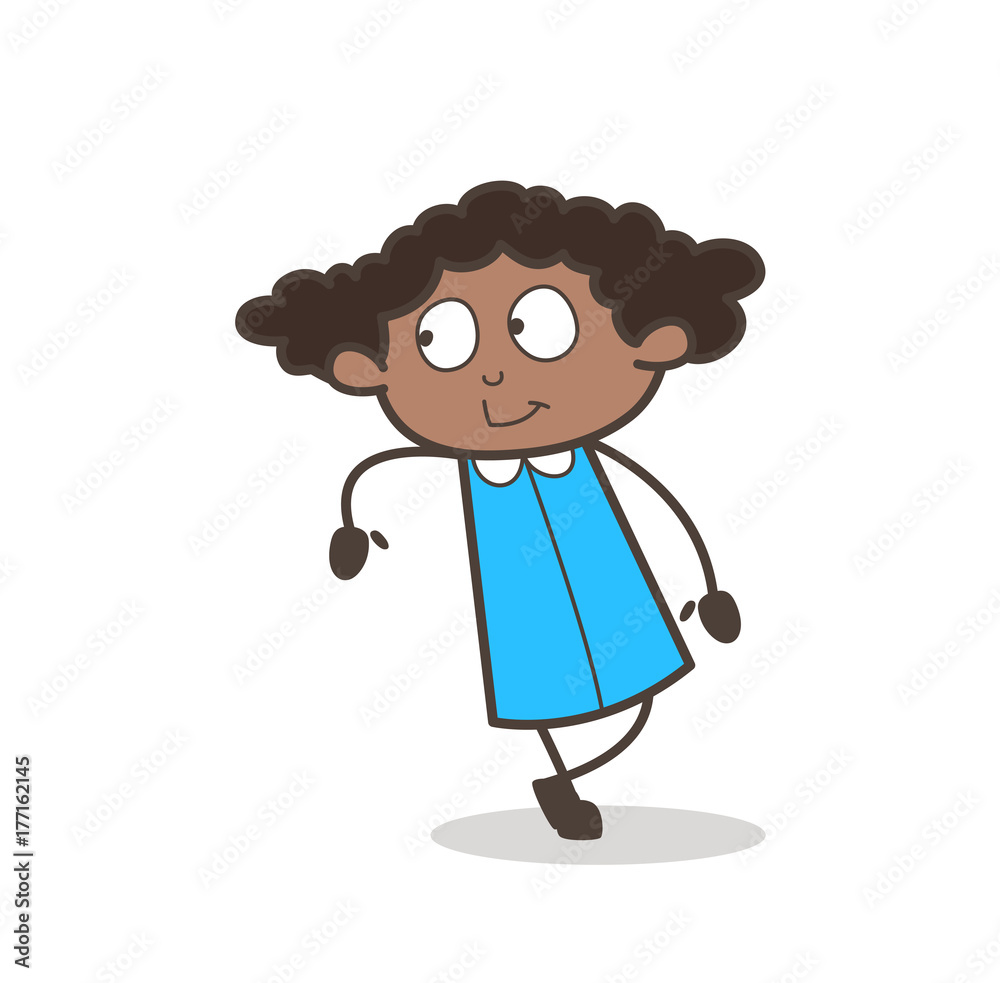 Happy African Girl Standing Pose Vector Happy African Girl Standing Pose Vector