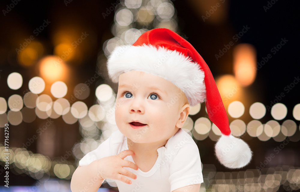 little baby boy in santa hat at christmas little baby boy in santa hat at christmas