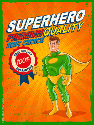 premium quality banner with superhero