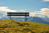 Bench in Bettmeralp in Switzerland with nice views on mountains