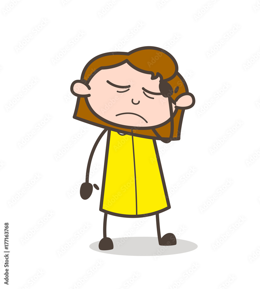 Upset Girl Feeling Very Sick Vector Upset Girl Feeling Very Sick Vector