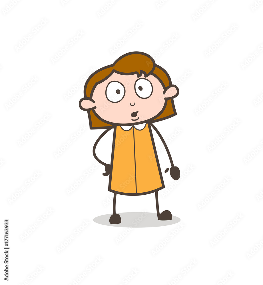 Worried Young Girl Shocked Face Vector