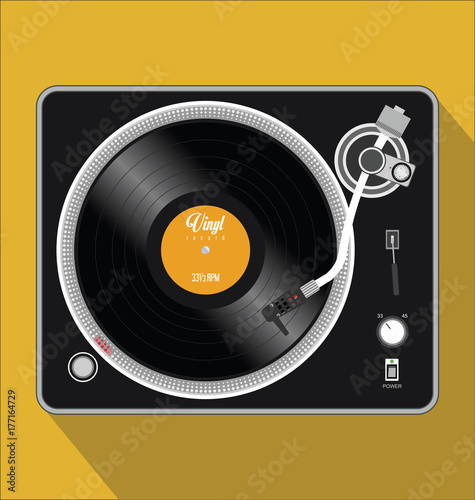 Simple black and white turntable vector illustration