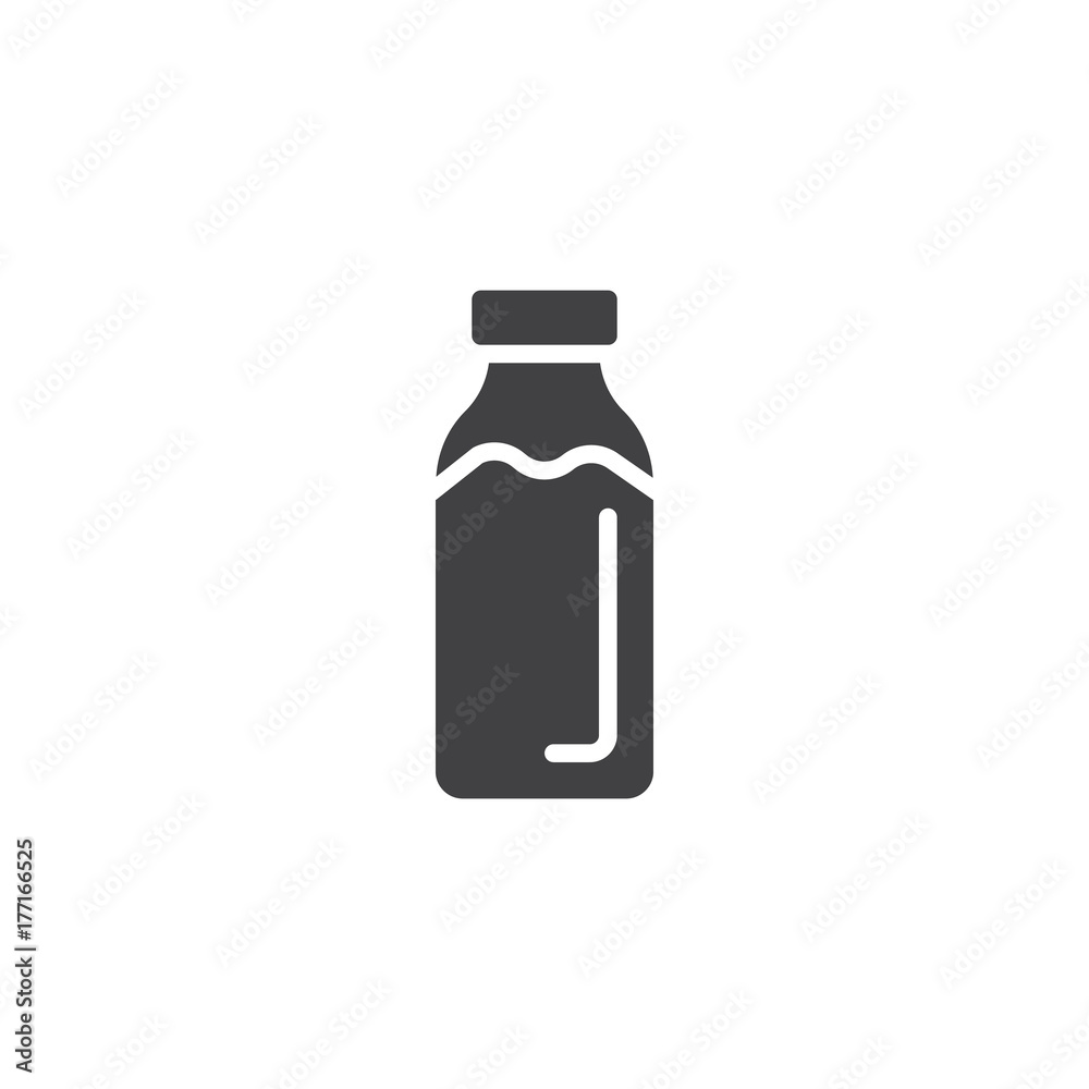Milk bottle icon vector, filled flat sign, solid pictogram isolated on white. Symbol, logo illustration.