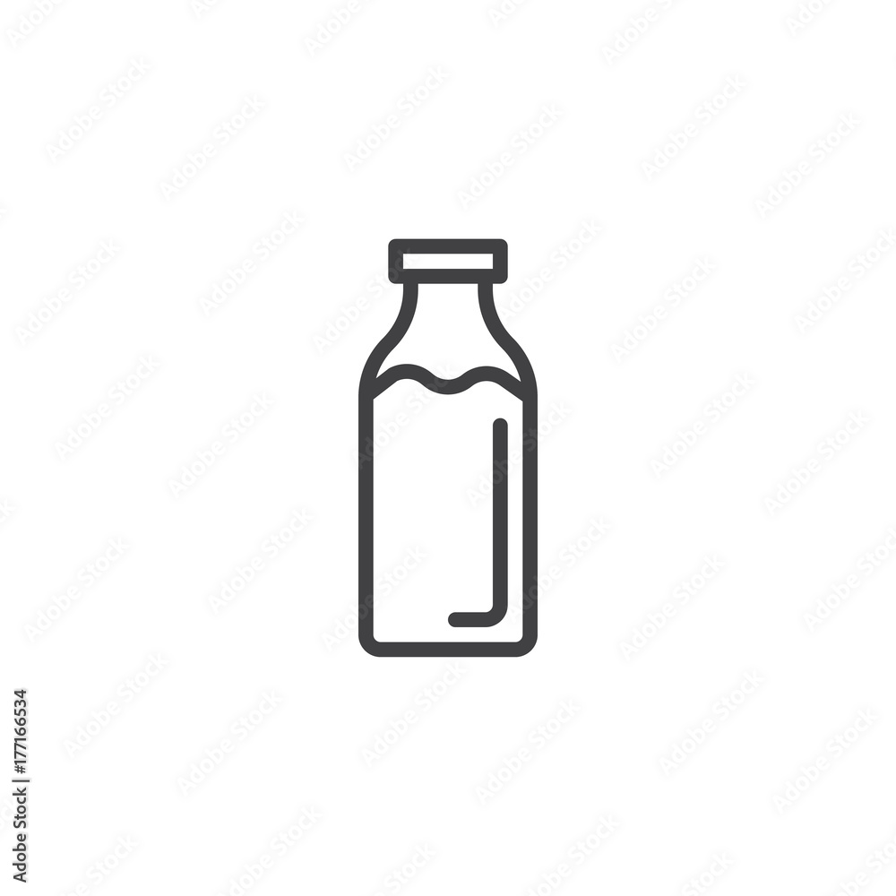 Milk bottle line icon, outline vector sign, linear style pictogram isolated on white. Symbol, logo illustration. Editable stroke