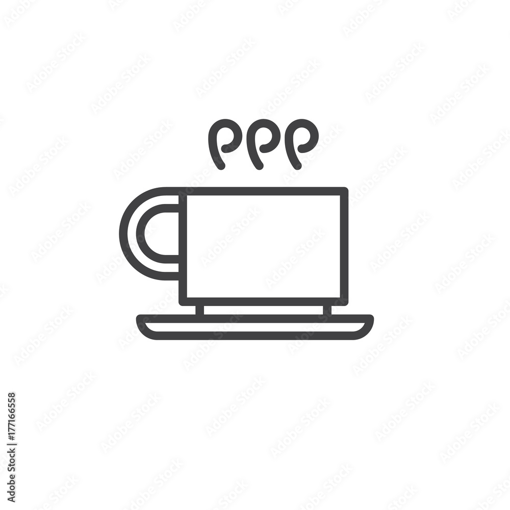 Coffee cup line icon, outline vector sign, linear style pictogram isolated on white. Symbol, logo illustration. Editable stroke Coffee cup line icon, outline vector sign, linear style pictogram isolated on white. Symbol, logo illustration. Editable stroke