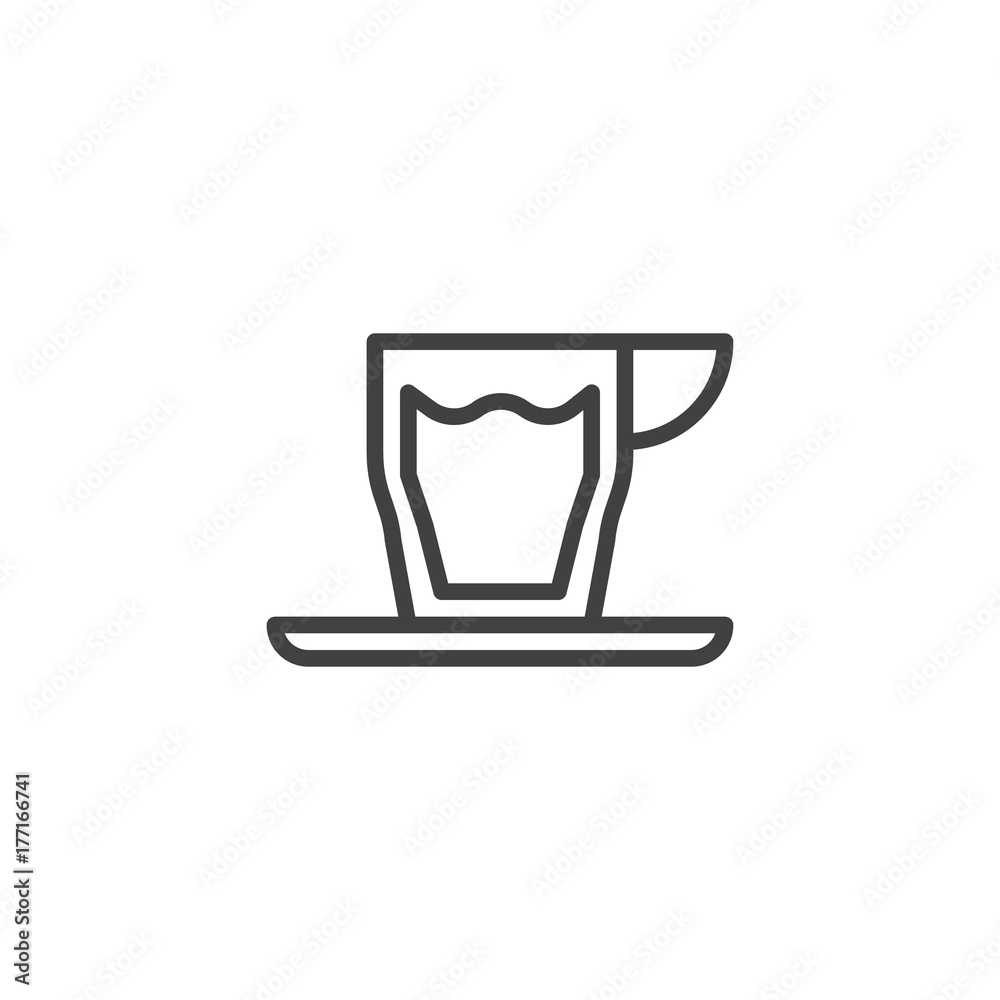 Espresso cup line icon, outline vector sign, linear style pictogram isolated on white. Symbol, logo illustration. Editable stroke Espresso cup line icon, outline vector sign, linear style pictogram isolated on white. Symbol, logo illustration. Editable stroke