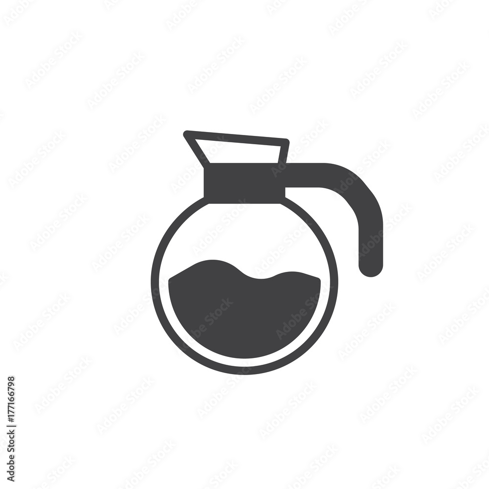Coffee pot icon vector, filled flat sign, solid pictogram isolated on white. Symbol, logo illustration. Coffee pot icon vector, filled flat sign, solid pictogram isolated on white. Symbol, logo illustration.