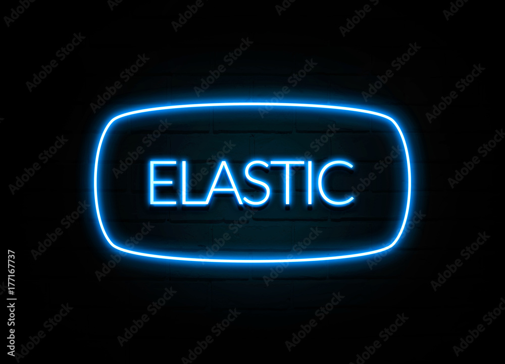 Elastic - colorful Neon Sign on brickwall Elastic - colorful Neon Sign on brickwall