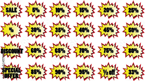 set of sale and discount badges