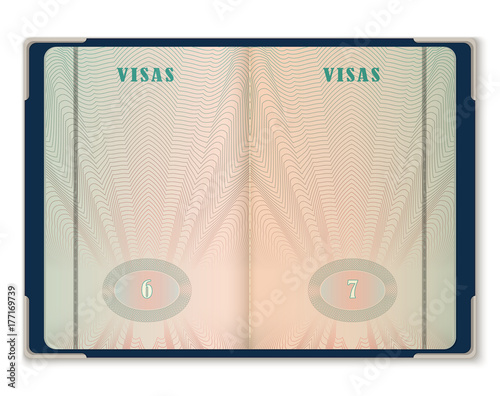 Passport pages for tourist visa identification