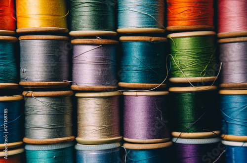 A collection of sewing threads photo