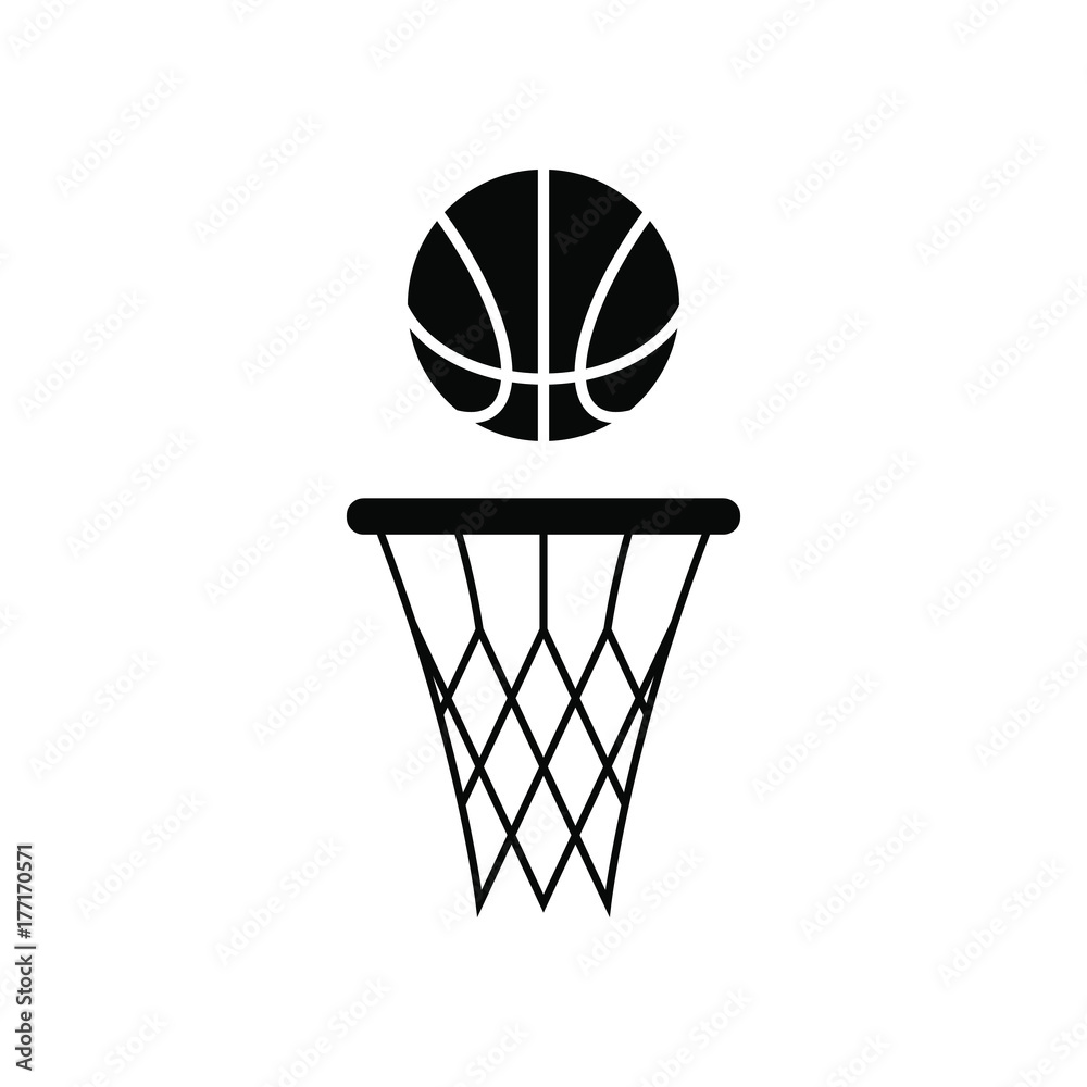 A basket ball and a basketball net icon.