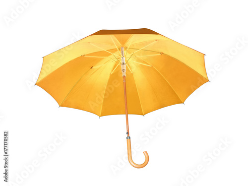 Modern orange umbrella isolated on white.