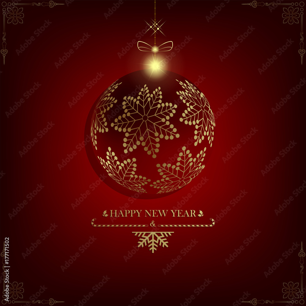 Christmas red design with ball Christmas red design with ball