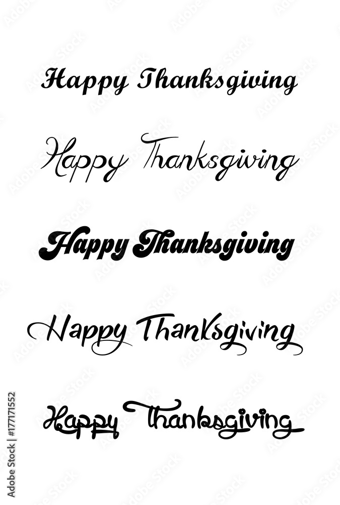 Thanksgiving typography hand drawn. Celebration Happy Thanksgiving Day. Vector vintage style text calligraphy. 