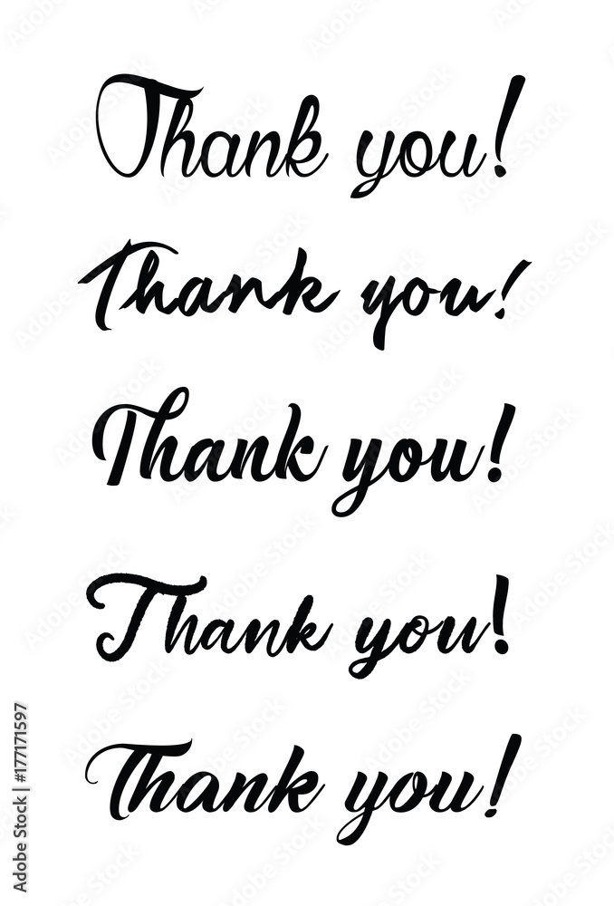 Thank you card. Hand drawn lettering. Ink Vector illustration.