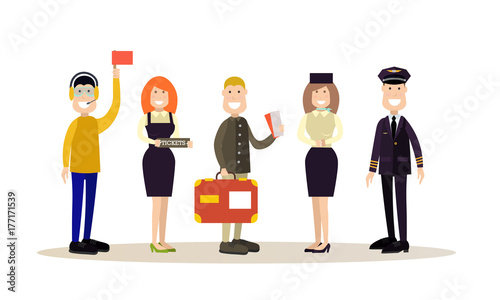 Airport people vector illustration in flat style