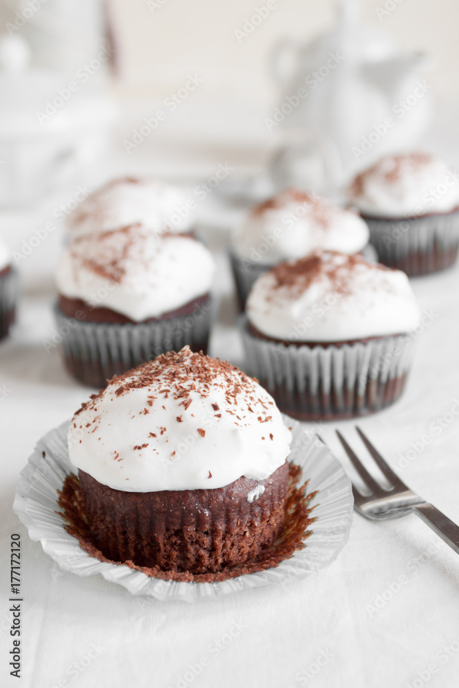 Chocolate cupcakes with creamy frosting Chocolate cupcakes with creamy frosting