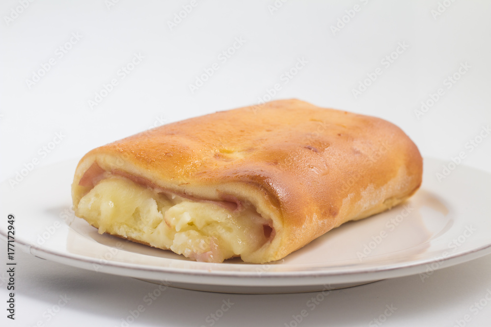 Salgado. Brazilian Snack with cheese and ham Salgado. Brazilian Snack with cheese and ham