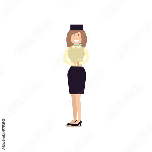 Air stewardess flat vector illustration