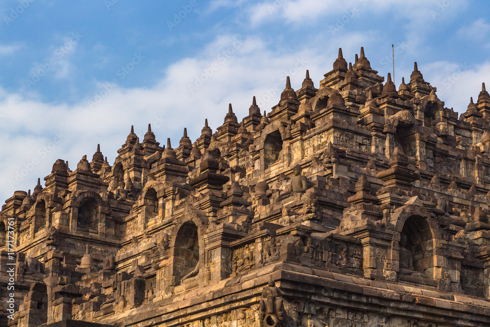 Borobudur  a 9th-century Mahayana Buddhist temple in Magelang. Central Java, Indonesia.