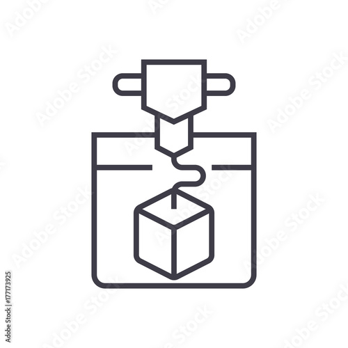 3d printing service  icon, vector illustration, black sign on isolated background