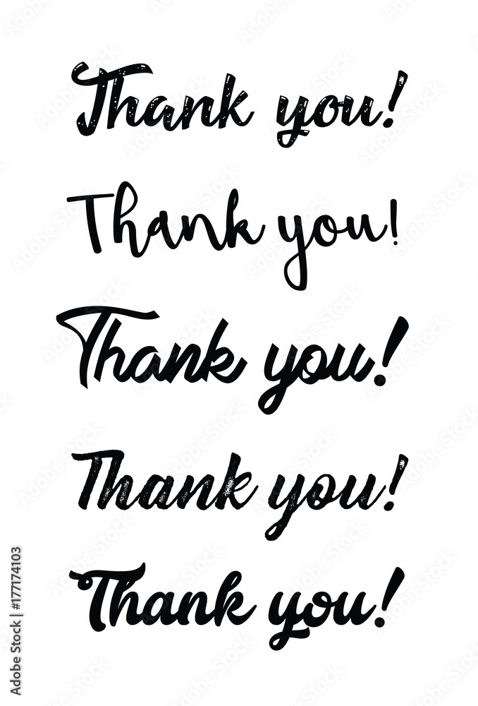 Thank you card. Hand drawn lettering. Ink Vector illustration.