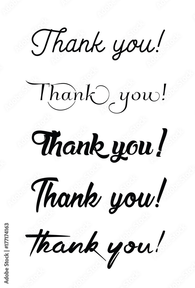 Thank you card. Hand drawn lettering. Ink Vector illustration.