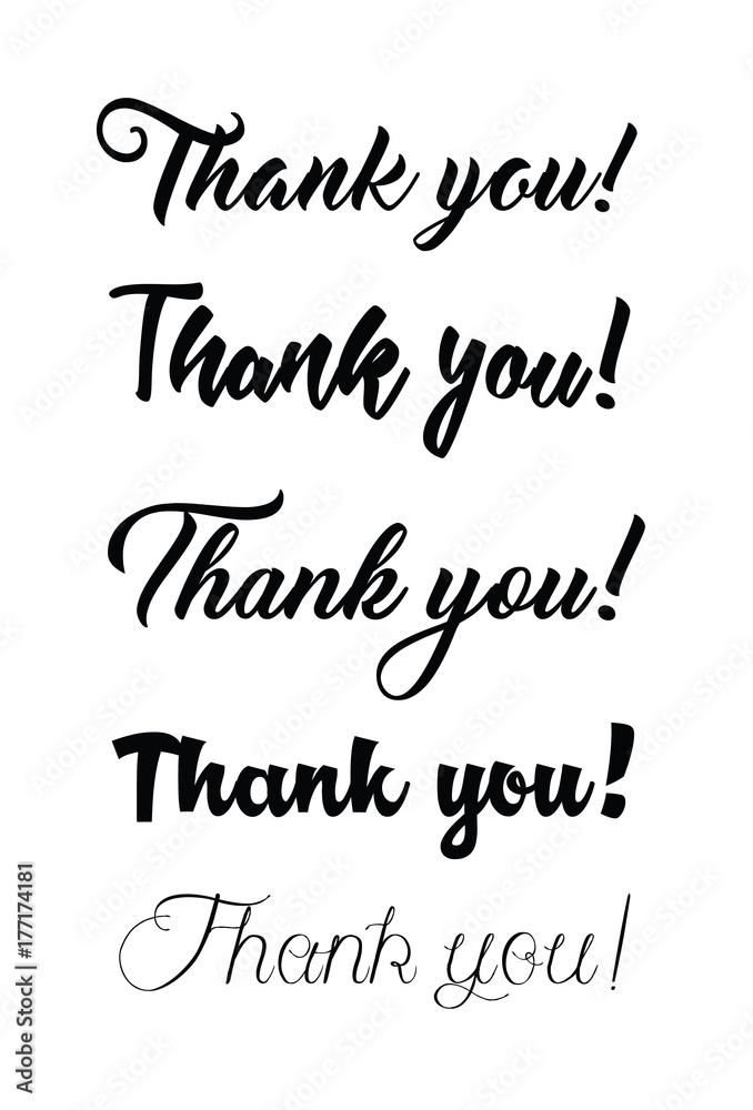 Thank you card. Hand drawn lettering. Ink Vector illustration.