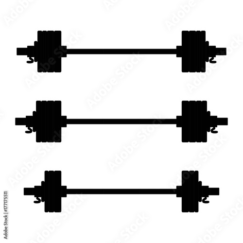 barbell. black vector silhouette on white background