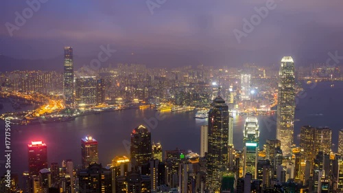 Wallpaper Mural Time Lapse of Hong Kong skyline cityscape at night Torontodigital.ca