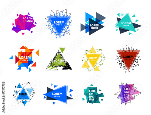 Sacred geometry triangle abstract logo figures elements mystic polygon creative triangulum vector illustration