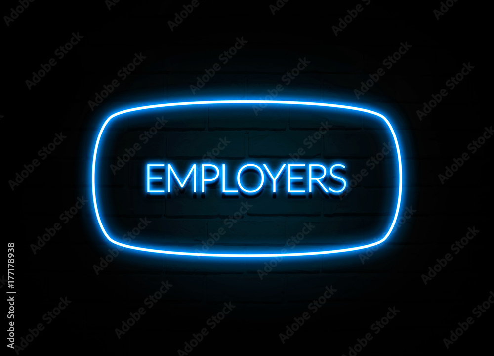 Employers  - colorful Neon Sign on brickwall