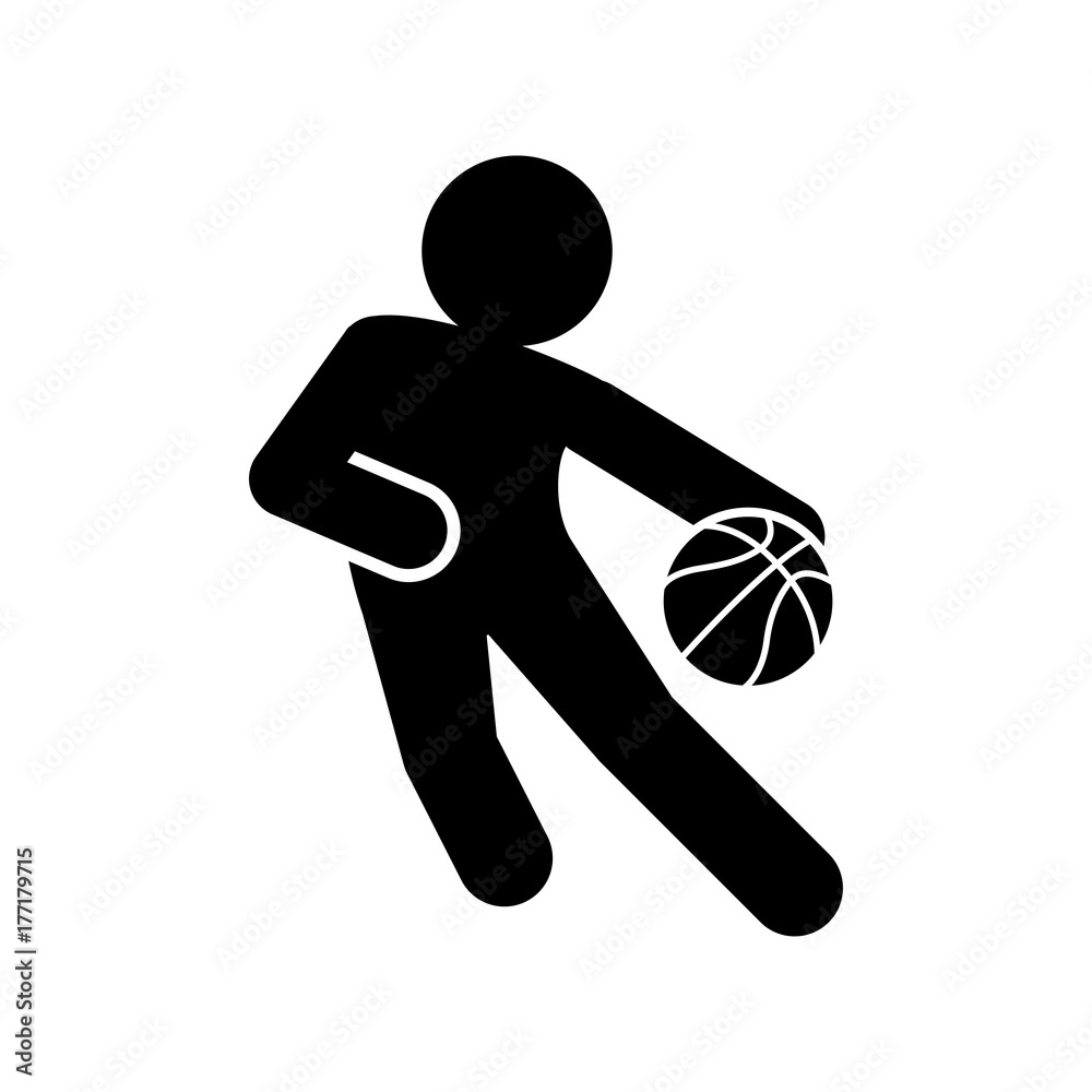 Vecteur Stock Icono plano jugador de baloncesto negro sobre fondo blanco |  Adobe Stock