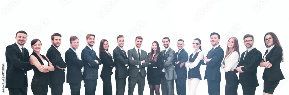 Business group in a row isolated over a white background Business group in a row isolated over a white background