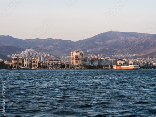 seaside houses and mountains at izmir