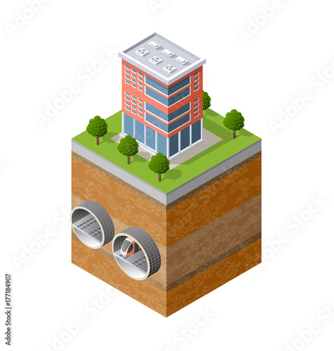 City underground urban transport of elements architecture, home, construction, block and park