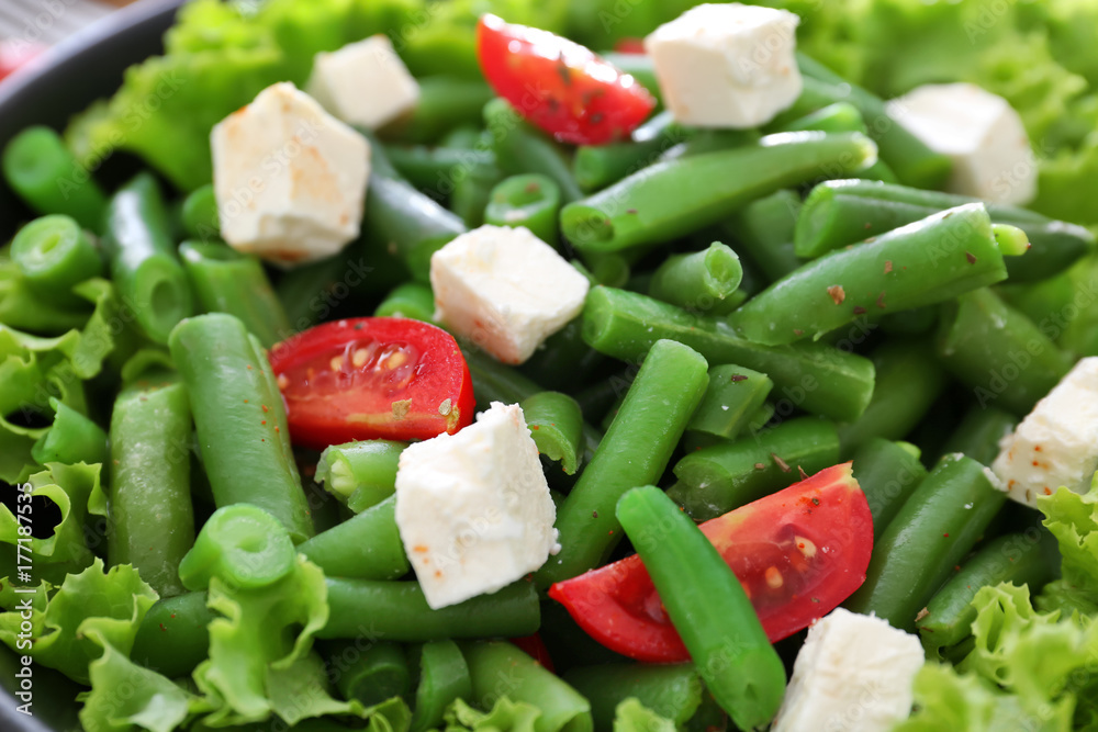 Delicious green beans salad, closeup Delicious green beans salad, closeup