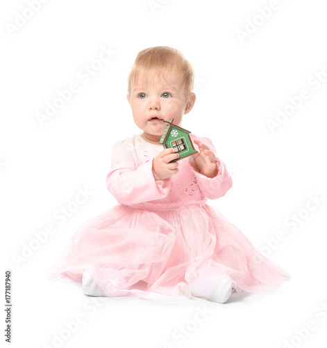 Adorable baby with small ho...