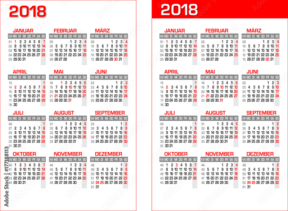 Kalender/Kalendarium im Visitenkarten-Format - hoch Stock Vector