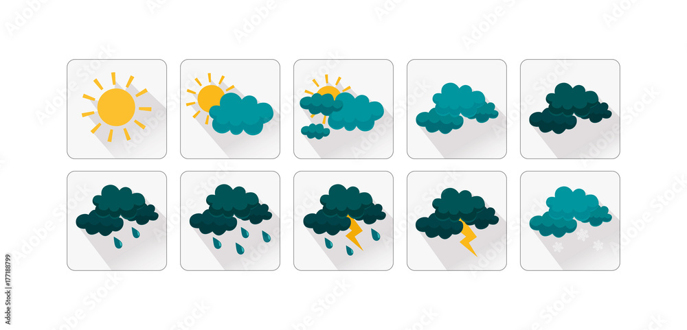 Weather vector icons flat design - Set2 Weather vector icons flat design - Set2