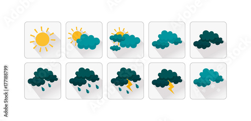 Weather vector icons flat design - Set2